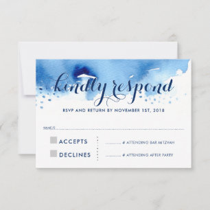 RSVP REPLY RESPONSE smart navy blue watercolor