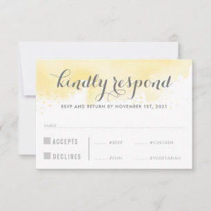 RSVP REPLY RESPONSE yellow watercolor meals