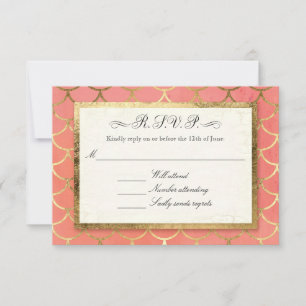 RSVP Response Art Deco Shell Gold Formal Wedding