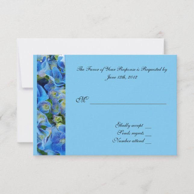 RSVP, response card, blue hydrangea (Front)