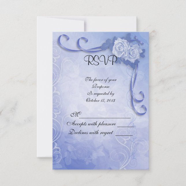 RSVP response card Blue roses (Front)