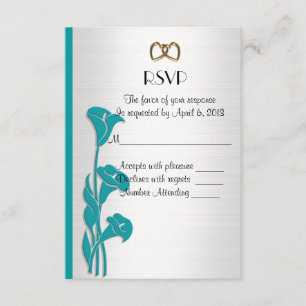 RSVP response card calla lilies turquoise