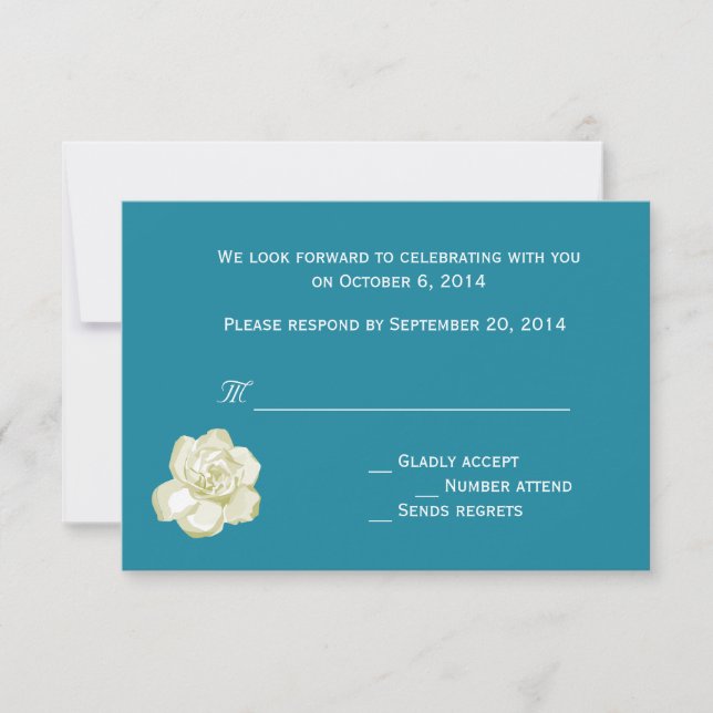 RSVP, response card, gardenia and polka dots Invitation (Front)