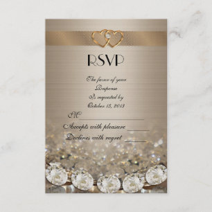 RSVP response card gold and diamonds