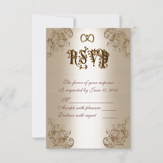 RSVP response card gold satin-look (Front)