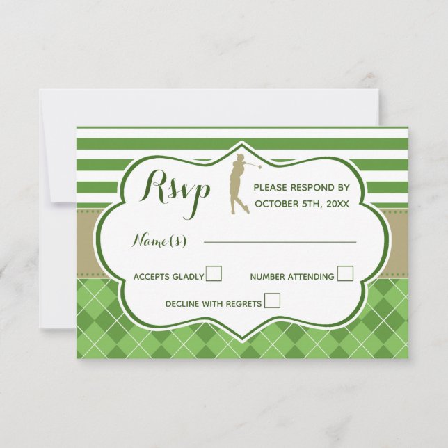 RSVP response card golf green gold (Front)