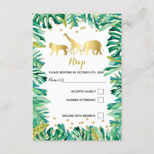 RSVP response card jungle animals botanical