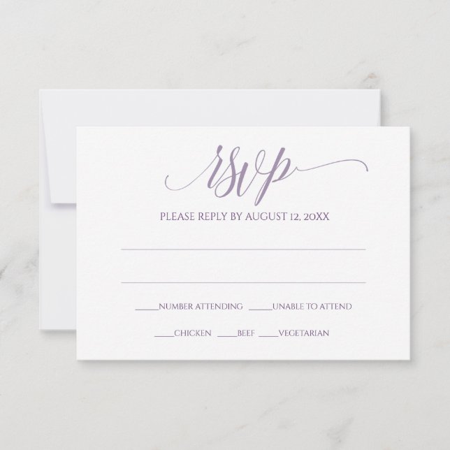 RSVP Response Card | Luxe Calligraphy (Lavender) (Front)