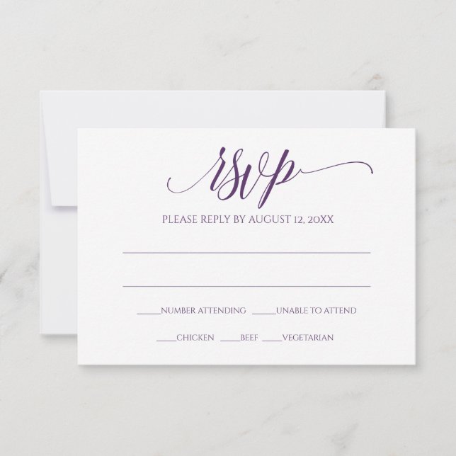 RSVP Response Card | Luxe Calligraphy (Plum) (Front)
