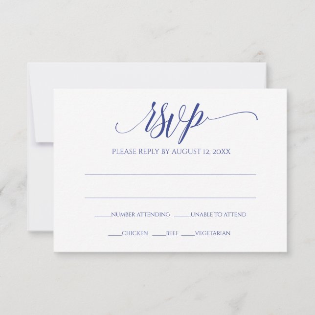 RSVP Response Card | Luxe Calligraphy (Royal Blue) (Front)