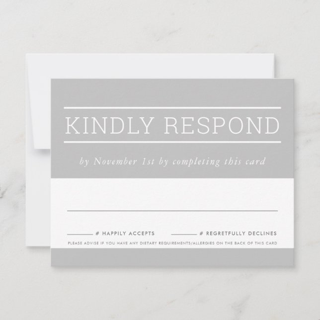 RSVP RESPONSE CARD modern type soft pale grey (Front)