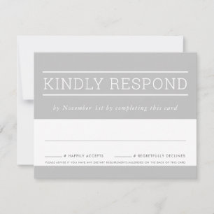 RSVP RESPONSE CARD modern type soft pale grey