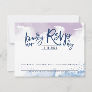 RSVP RESPONSE CARD pretty purple blue watercolor