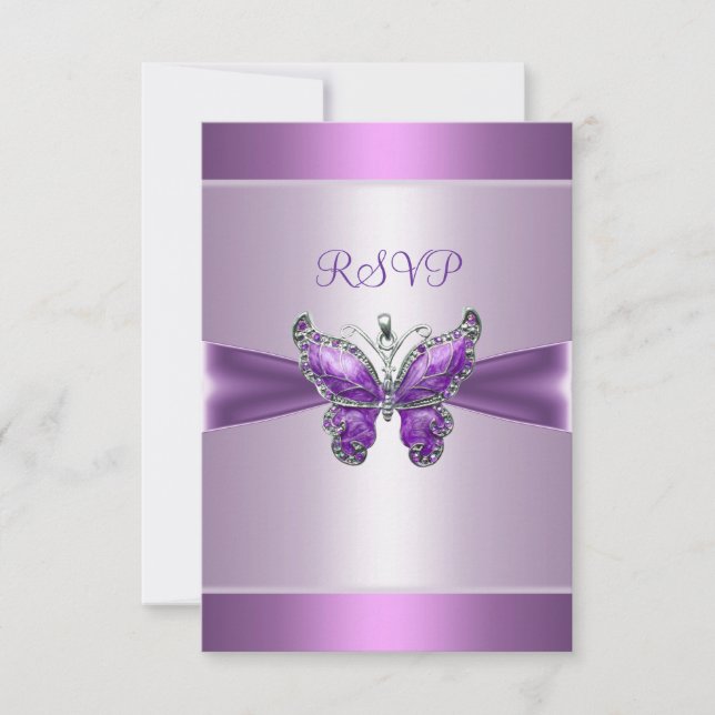 RSVP Response Card Purple Mauve Butterfly (Front)