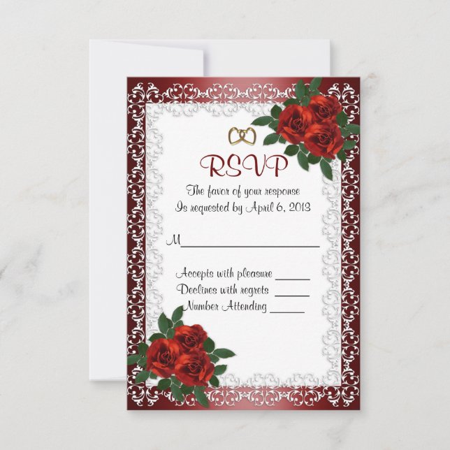 RSVP response card red roses (Front)
