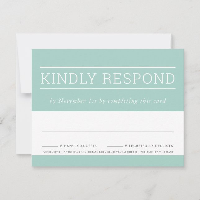 RSVP RESPONSE CARD simple modern type pastel mint (Front)