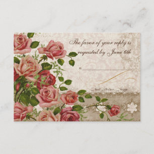 RSVP Response Card - Tea Rose Vintage Lace