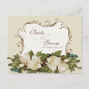 RSVP Response Card Vintage Magnolia Swirls Damask
