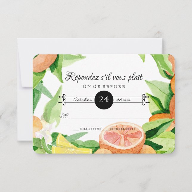 RSVP Response Citrus Orange Kumquat Lemon Leaves (Front)