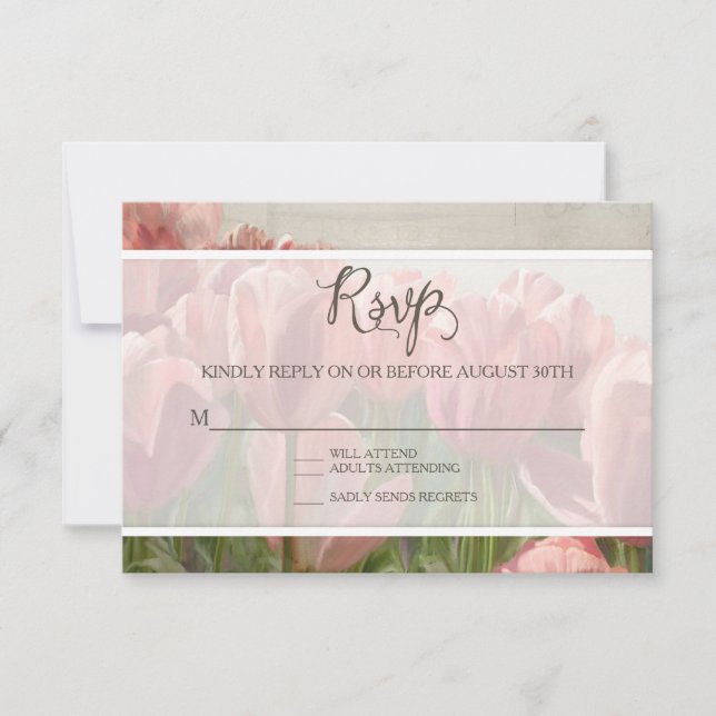 RSVP Response Floral Romantic Pretty Wood Rustic (Front)