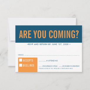 RSVP RESPONSE fun bold block dark blue orange