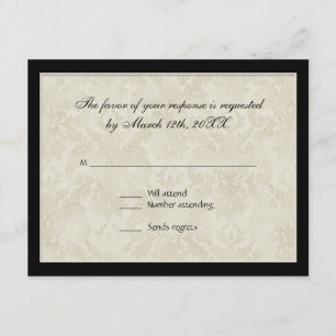 RSVP Response, Impressionist Cream Pink Roses Card