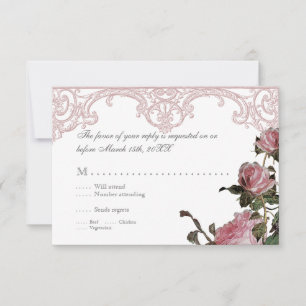 RSVP Response Invite Card - Trellis Rose Vintage