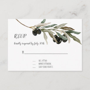 RSVP Response Olive Leaf Branch Watercolor Artwork