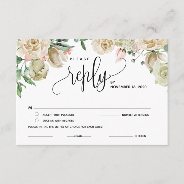 RSVP, Response, reply Enclosure Cards (Front)