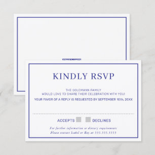 RSVP RESPONSE simple minimal border royal blue Invitation