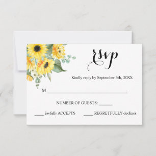 RSVP response Sunflowers Greenery Wedding card