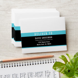 RSVP RETURN ADDRESS modern bold black turquoise Envelope
