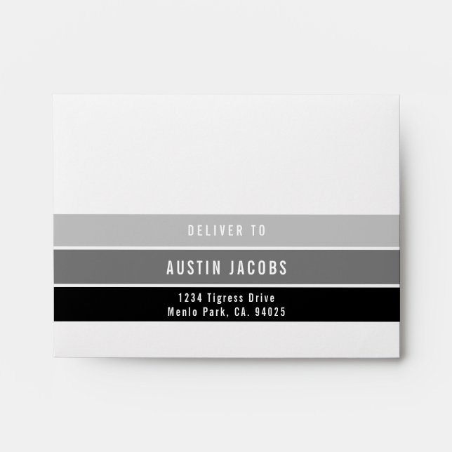 RSVP RETURN ADDRESS modern gradient black grey Envelope (Front)