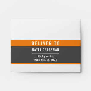 RSVP RETURN ADDRESS modern sporty dark grey orange Envelope