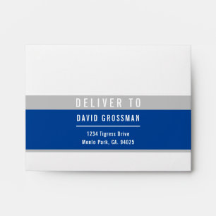 RSVP RETURN ADDRESS modern sporty grey royal blue Envelope