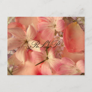 RSVP, Romantic Pink Flowers Invitation Postcard