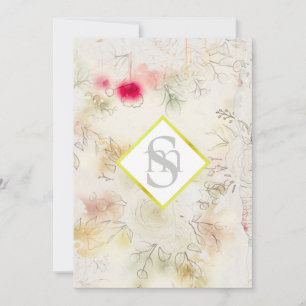 *~ RSVP Romantic Vintage AR26 QR Floral Wedding Invitation