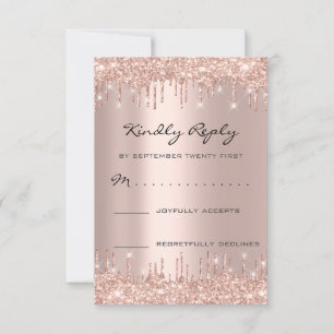 RSVP Rose Blush Drips Glitter Bridal Birthday