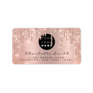 RSVP Rose Glitter Drips Online Shop Custom Logo Label