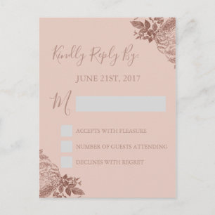 RSVP - Rose Gold Blush Pink Wedding Response Card