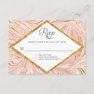 RSVP Rose Gold Faux Glitter Marble Blush Paper Card