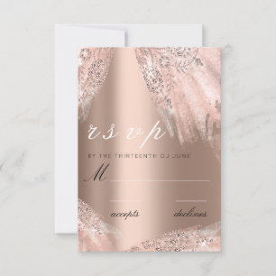 RSVP Rose Gold Glitter Dress Bridal Wedding Card
