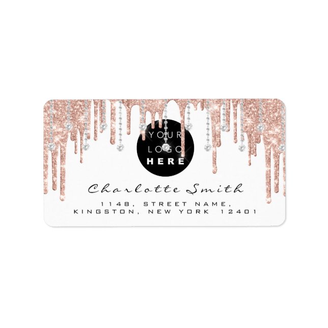 RSVP Rose Sparkly Glitter Drips Diamond Logo Label (Front)