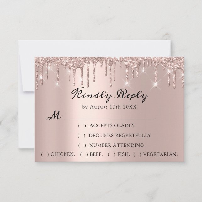 RSVP Rose Wedding Glitter Bridal Shower Drips (Front)