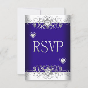 RSVP Royal blue Wedding White Diamond Hearts 2