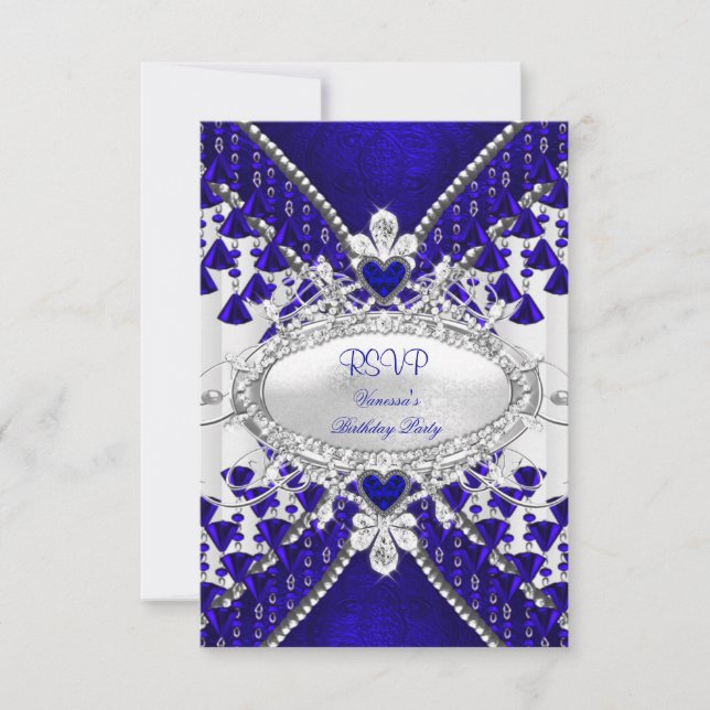 RSVP Royal Blue White Heart Diamond (Front)