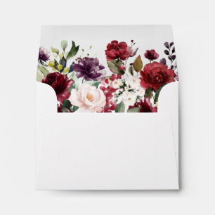 RSVP - Rustic Burgundy Blush Floral Address Envelope