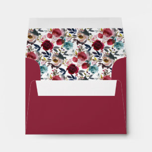 RSVP - Rustic Burgundy Floral Address Envelope