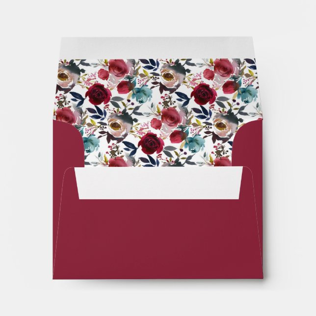 RSVP - Rustic Burgundy Floral Address Envelope (Back (Bottom))