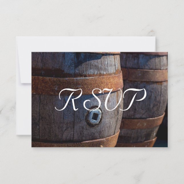 RSVP - Rustic Country Vineyard Wine Barrel Card (Front)